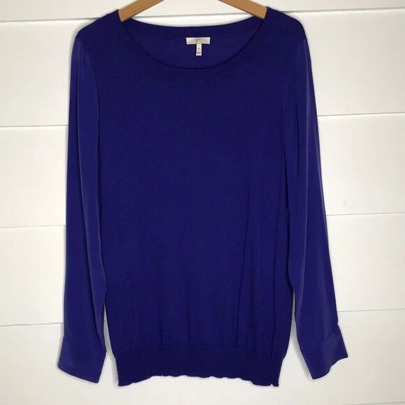 Joie Kelsea Silk & Cashmere Blend Sweater Blouse Blue Size Medium - Picture 3 of 11
